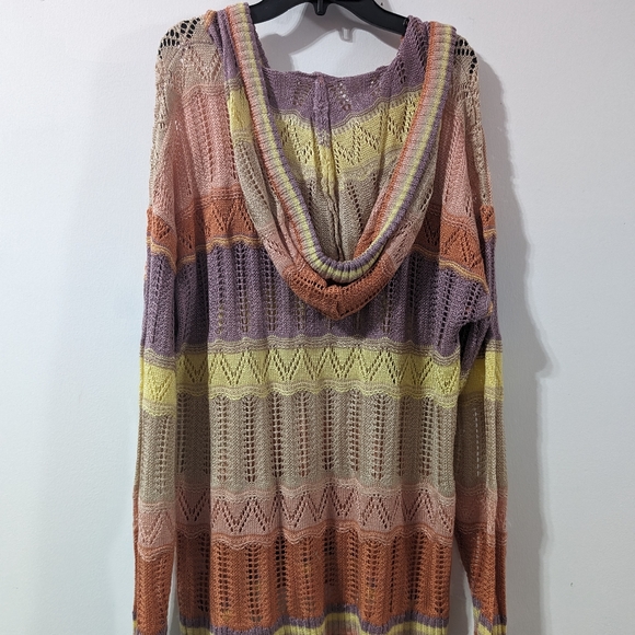 Cupio Pastel Rainbow Hooded Sweater Size XL NWT - Picture 4 of 4